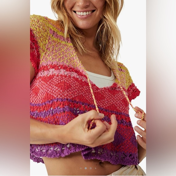 NEW Free People Lily Sweater Tee In Paradise Combo - Picture 5 of 15